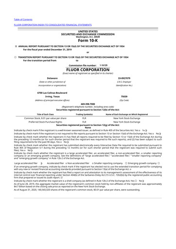 Thumbnail Fluor Corporation
 10-K Annual Report 2019