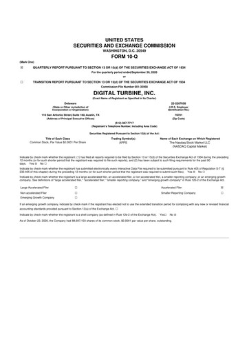 Miniature Digital Turbine
 10-Q Rapport trimestriel 2021 