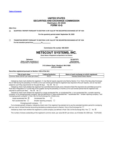 Thumbnail NETSCOUT 10-Q Quarterly Report FY2021 