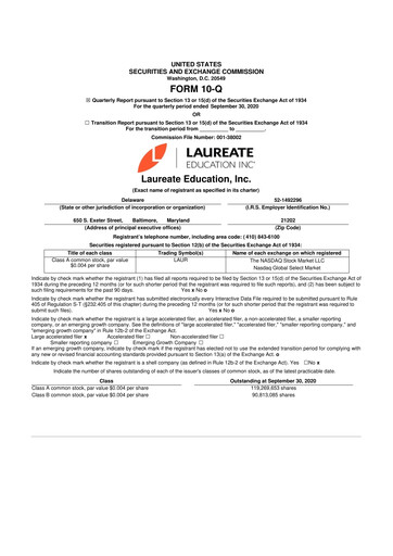 Thumbnail Laureate Education
 10-Q Quarterly Report FY2020 