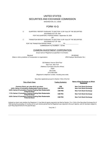 Vorschaubild Chimera Investment Corporation 10-Q Quartalsbericht 2020 