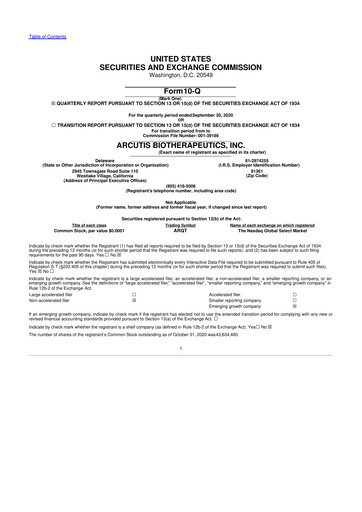 Thumbnail Arcutis Biotherapeutics 10-Q Quarterly Report FY 