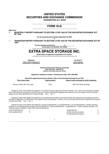 Vorschaubild Extra Space Storage
 10-Q Quartalsbericht 2020 