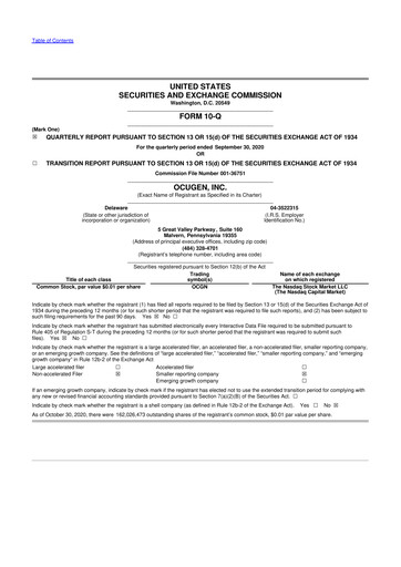 Vorschaubild Ocugen 10-Q Quartalsbericht 2020 