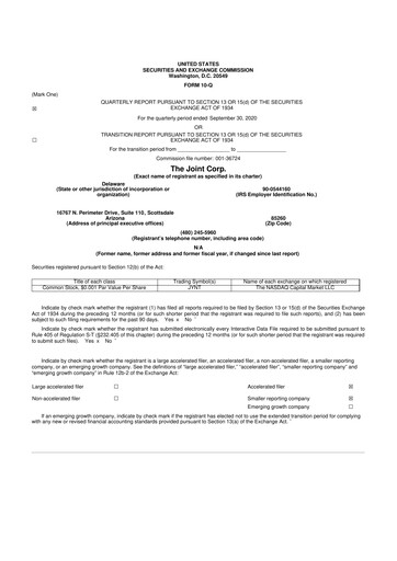 Thumbnail The Joint Corp. 10-Q Quarterly Report FY2020 