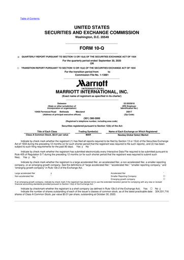 Thumbnail Marriott International 10-Q Quarterly Report FY2020 