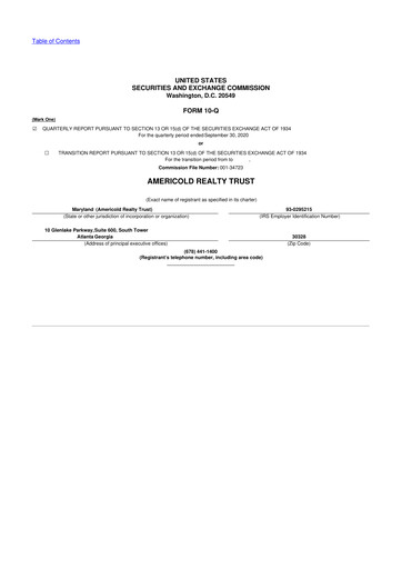 Thumbnail Americold 10-Q Quarterly Report FY 