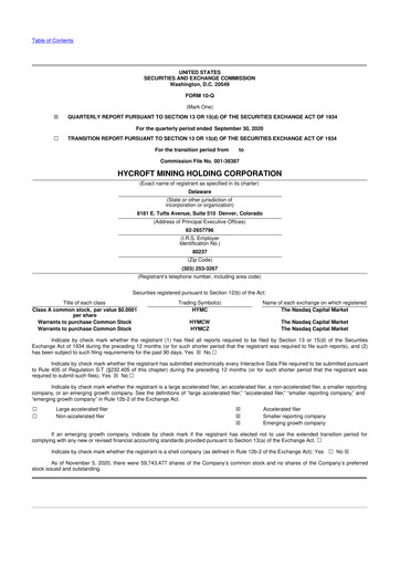 Thumbnail Hycroft Mining 10-Q Quarterly Report FY 