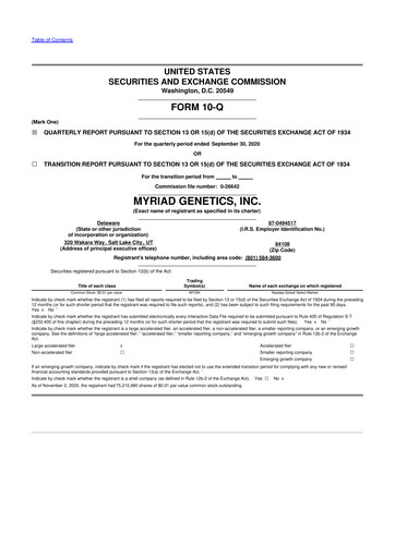 Thumbnail Myriad Genetics 10-Q Quarterly Report FY2021 