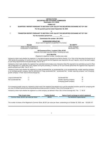 Thumbnail Workhorse Group
 10-Q Quarterly Report FY2020 