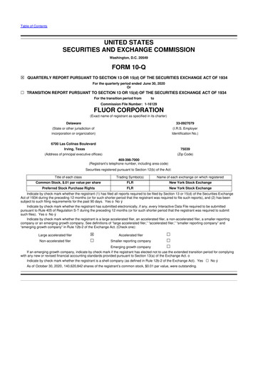 Thumbnail Fluor Corporation
 10-Q Quarterly Report FY2020 