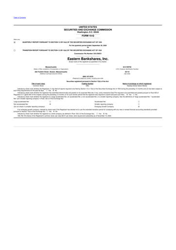 Thumbnail Eastern Bankshares 10-Q Quarterly Report FY2020 