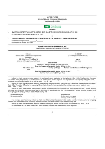 Thumbnail Power Solutions International 10-Q Quarterly Report FY2020 Q3