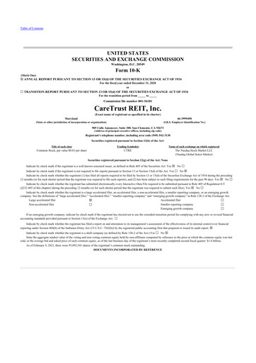Thumbnail CareTrust REIT
 10-K Annual Report 2020