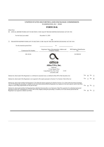 Thumbnail Altice USA
 10-K Annual Report 2020