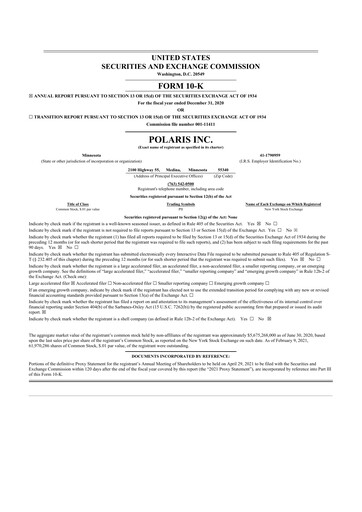 Thumbnail Polaris 10-K Annual Report 2020