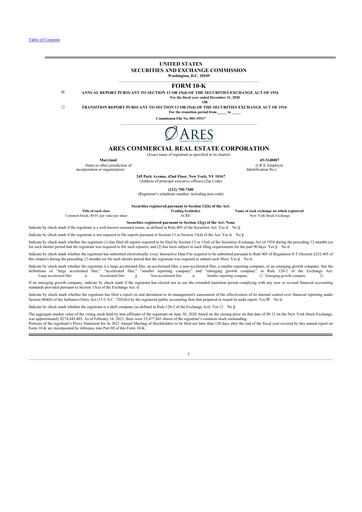 Thumbnail Ares Commercial Real Estate 10-K Annual Report 2020