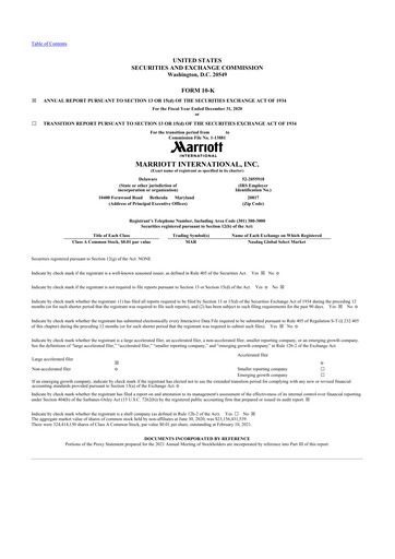 Thumbnail Marriott International 10-K Annual Report 2020