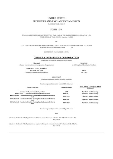Thumbnail Chimera Investment Corporation 10-K Annual Report 2020