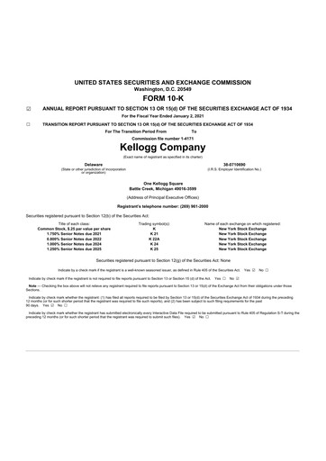 Thumbnail Kellanova 
 (Kellogg's) 10-K Annual Report 2020