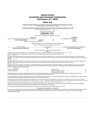 Vorschaubild Crane NXT 10-K Jahresbericht 2020