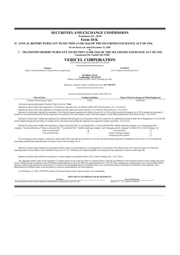 Thumbnail Vericel
 10-K Annual Report 2020