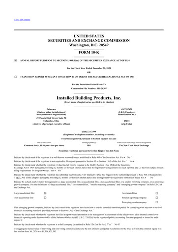 Thumbnail Installed Building Products 10-K Annual Report 2020