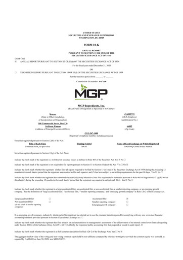 Thumbnail MGP Ingredients 10-K Annual Report 2020