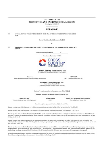 Thumbnail Cross Country Healthcare 10-K Annual Report 2020