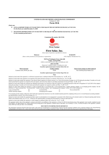 Thumbnail First Solar
 10-K Annual Report 2020