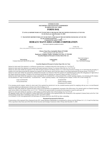 Thumbnail Horace Mann Educators 10-K Annual Report 2020