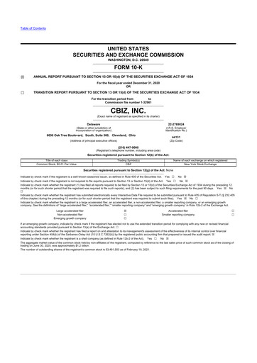 Thumbnail CBIZ 10-K Annual Report 2020