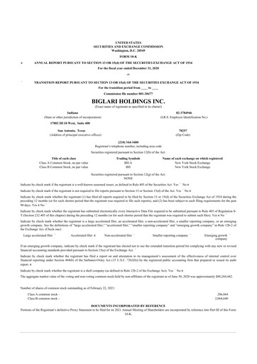 Thumbnail Biglari 10-K Annual Report 2020