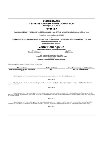 Thumbnail Vertiv Holdings
 10-K Annual Report 2020