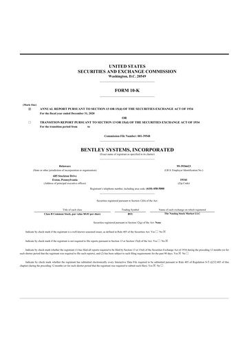 Thumbnail Bentley Systems
 10-K Annual Report 2020