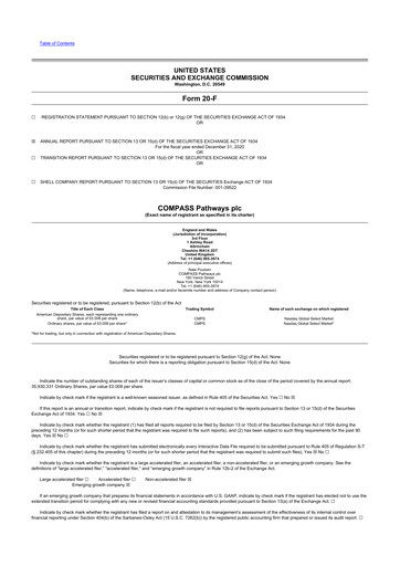 Thumbnail COMPASS Pathways 20-F Annual Report 2020