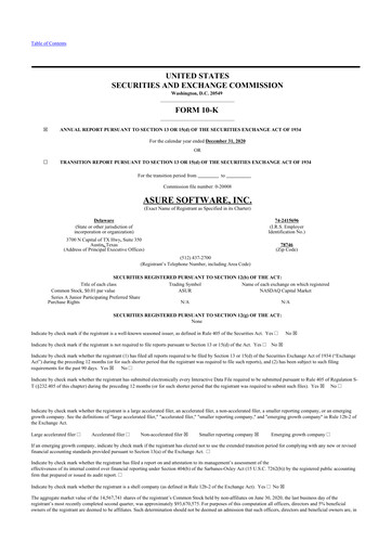 Thumbnail Asure Software
 10-K Annual Report 2020