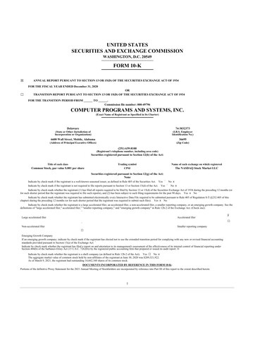 Thumbnail TruBridge 10-K Annual Report 2020