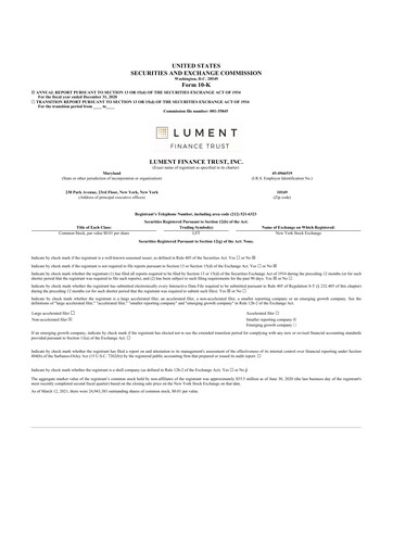 Thumbnail Lument Finance Trust 10-K Annual Report 2020