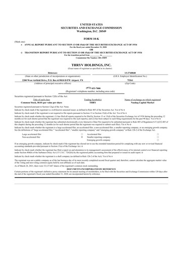 Thumbnail Thryv 10-K Annual Report 2020