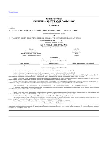 Thumbnail Rockwell Medical
 10-K Annual Report 2020