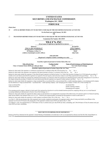 Thumbnail Tillys
 10-K Annual Report 2020