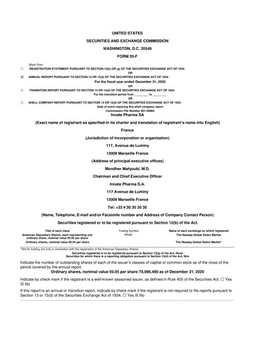 Vorschaubild Innate Pharma
 20-F Jahresbericht 2020