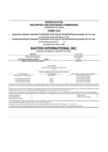 Thumbnail Baxter 10-Q Quarterly Report FY2021 