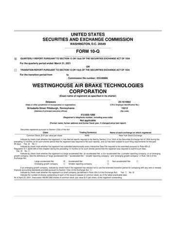 Thumbnail Wabtec 10-Q Quarterly Report FY2021 