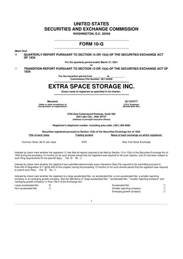 Vorschaubild Extra Space Storage
 10-Q Quartalsbericht 2021 
