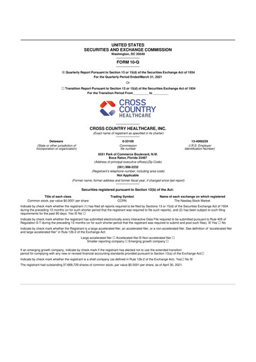 Thumbnail Cross Country Healthcare 10-Q Quarterly Report FY2021 