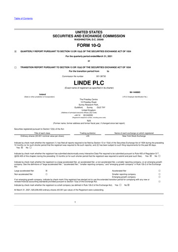 Thumbnail Linde 10-Q Quarterly Report FY2021 