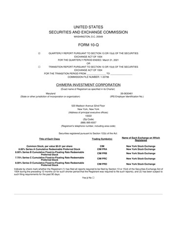 Vorschaubild Chimera Investment Corporation 10-Q Quartalsbericht 2021 