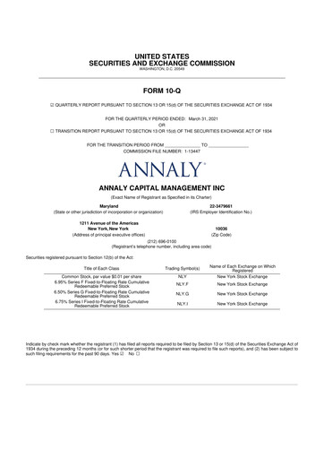 Thumbnail Annaly Capital Management
 10-Q Quarterly Report FY2021 